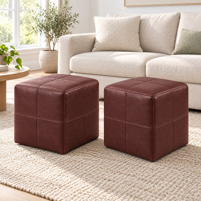 Puff Quadrado Waxy Malbec 40 por 40 cm — kit com 2 unidades