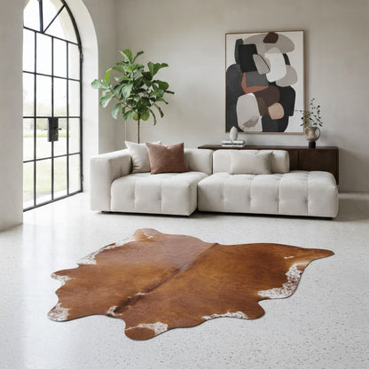 Tapete Bovino Natural Vermelho e Branco I VB373 I 2,10 x 2,10m