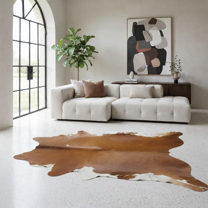 Tapete Bovino Natural Vermelho e Branco I VB374 I 2,02 x 2,11 metros