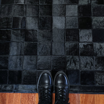 Tapete Quadriculado All Black em Couro Legítimo