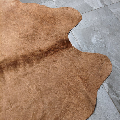Tapete Bovino Bege Marrom Dourado Pelo Alto BE912 - 2,33x2,09m - Tamanho Grande