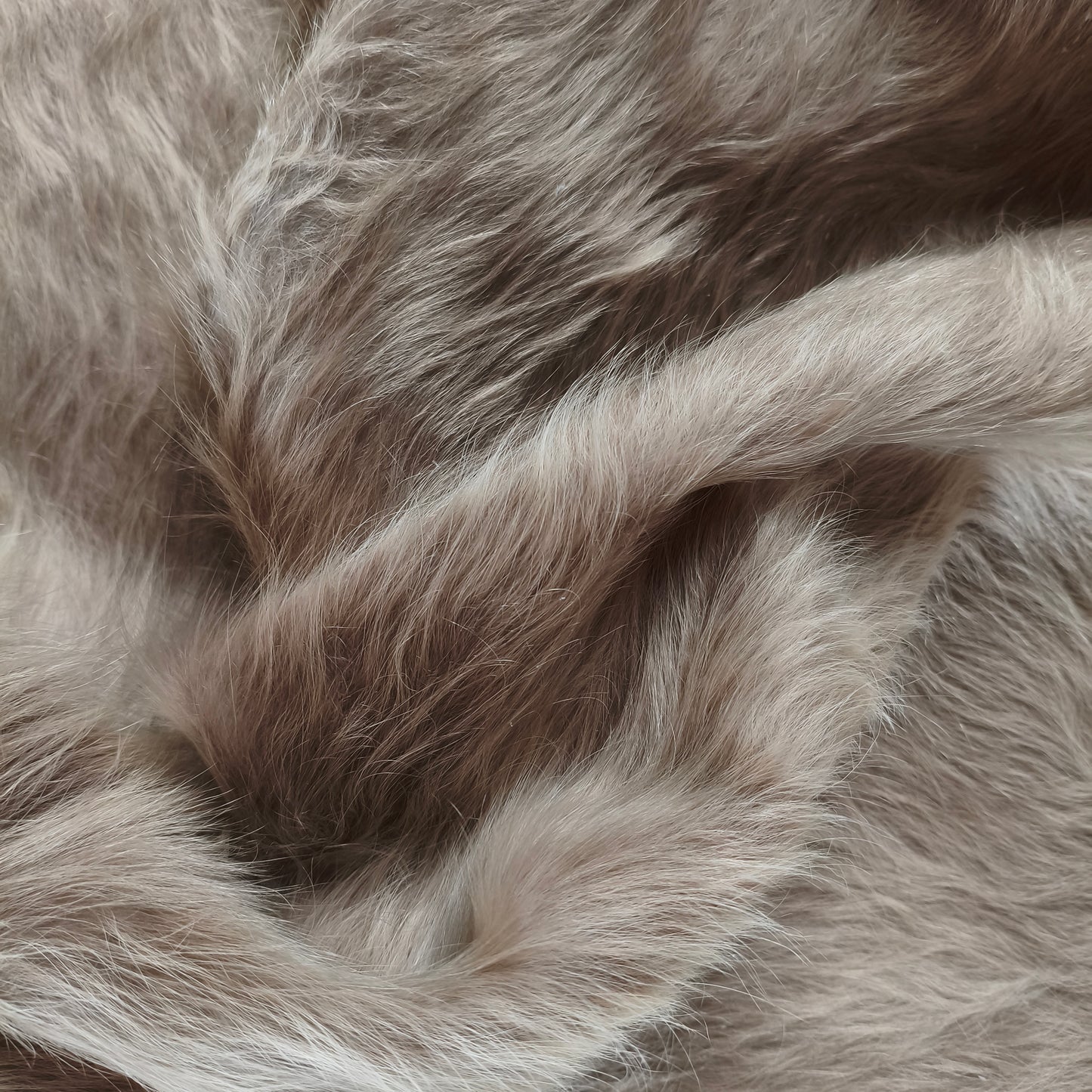 Tapete de couro de boi bege claro pelo alto BC1065 — foto real 4