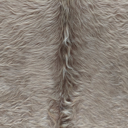 Tapete de couro de boi bege claro pelo alto BC1065 — foto real 2