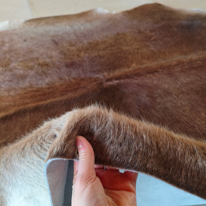 Tapete de couro de boi bege escuro OSC1022 — foto real 3