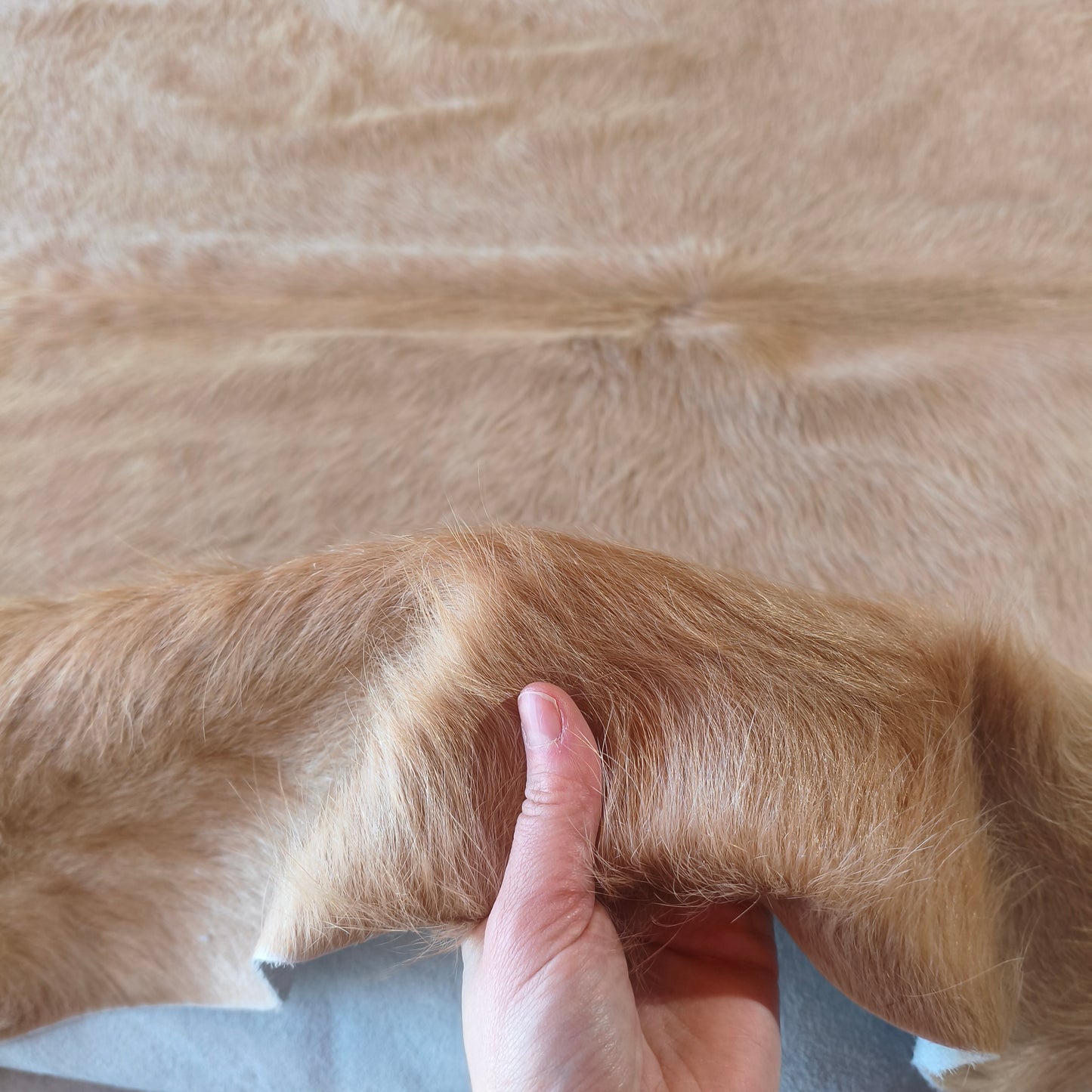 Tapete de couro de boi bege claro BC968 — foto real 3