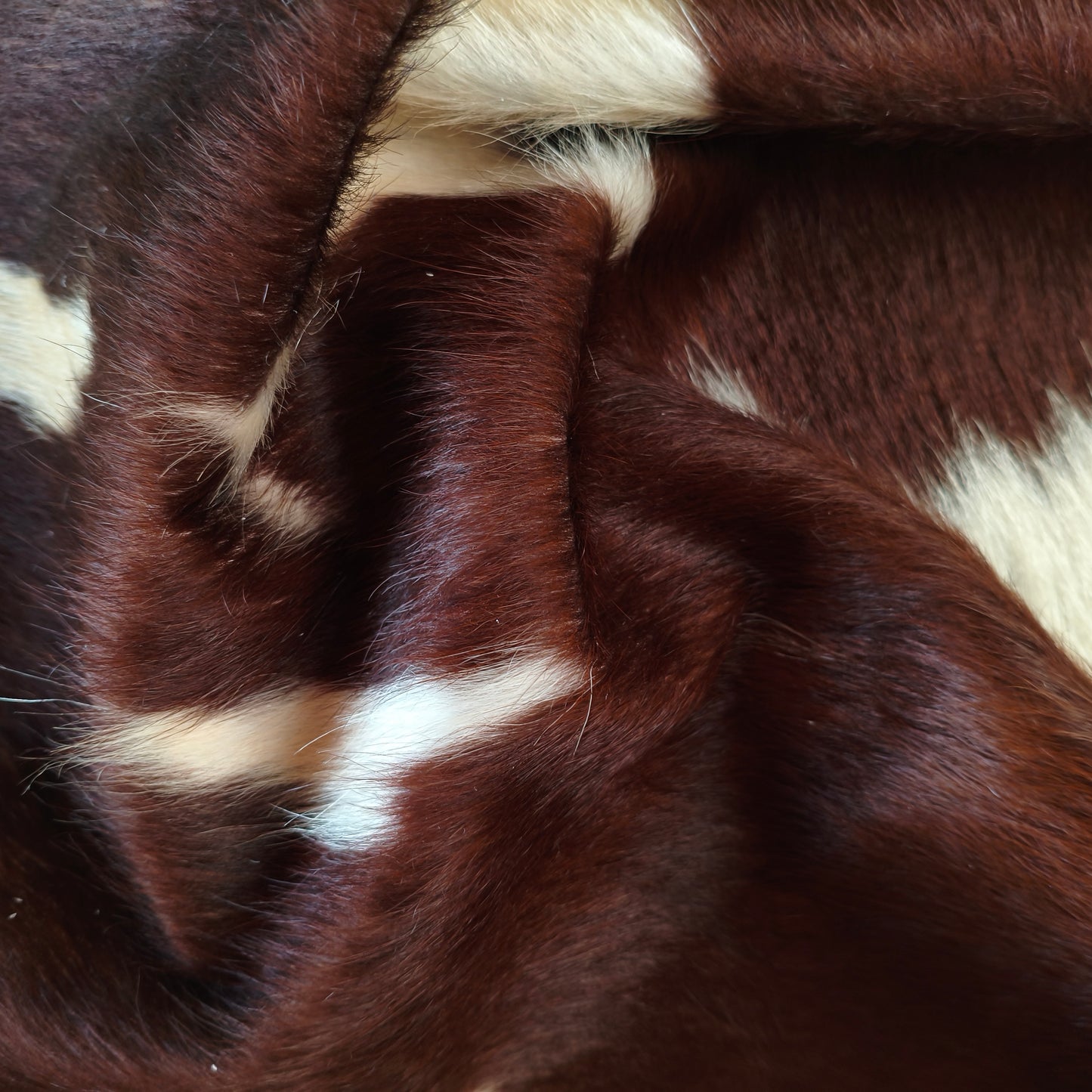 Tapete de couro de boi natural exótico vermelho e branco EXC1031 — foto real 4