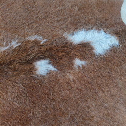 Tapete de couro de boi bege escuro pelo curto BE972 — foto real 2