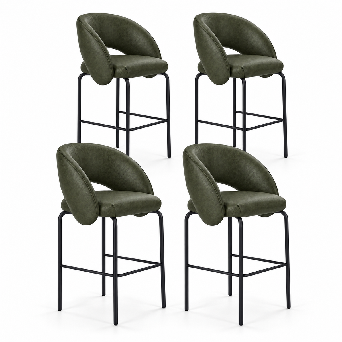 Banqueta Sephora verde-militar — conjunto com 4