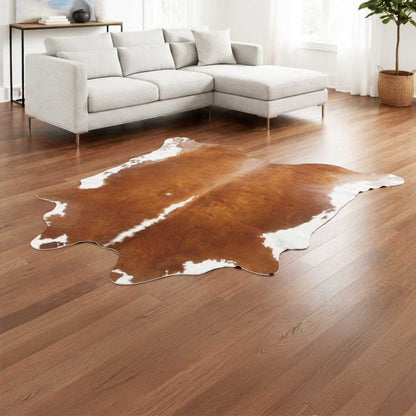 Tapete Bovino Natural Vermelho e Branco I VB370 I  2,06 x 2,06 m