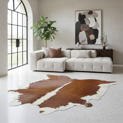 Tapete Bovino Natural Vermelho e Branco I VB345 I  2,41 x 2,23 m