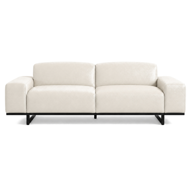 Sofá Moscou Marfim Off-White 2 ou 3 Lugares em Couro Legítimo — 200 ou 240 cm — versão 2 Lugares — 200 cm