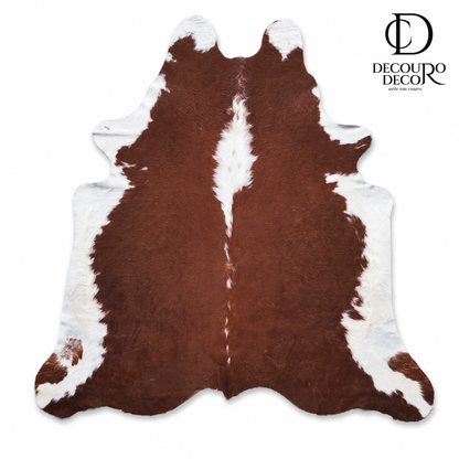 Tapete Bovino Natural Vermelho e Branco VB823