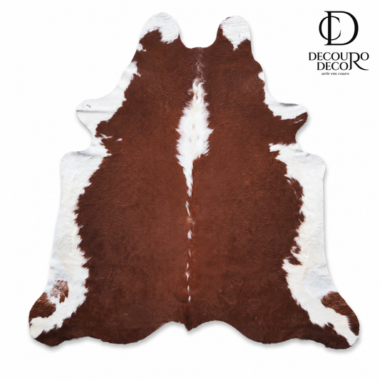 Tapete Bovino Natural Vermelho e Branco VB823