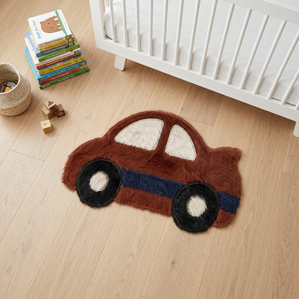 Carrinho de Passeio em couro bovino no quarto infantil com decoração neutra