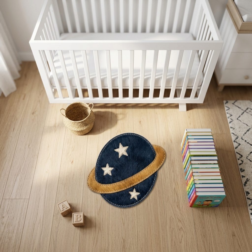 tapete infantil planeta — textura do couro bovino natural em close