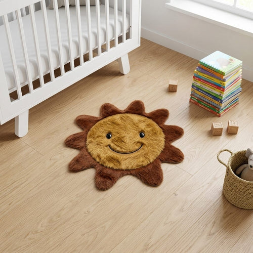 tapete infantil sol em couro bovino natural no quarto de bebê