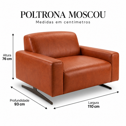 Poltrona Moscou Terracota — largura 110 cm, profundidade 93 cm, altura 76 cm