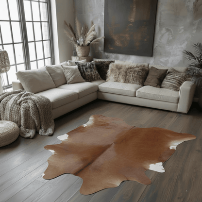 Tapete Bovino Natural Vermelho e Branco I VB067 I  2,28 x 1,87m