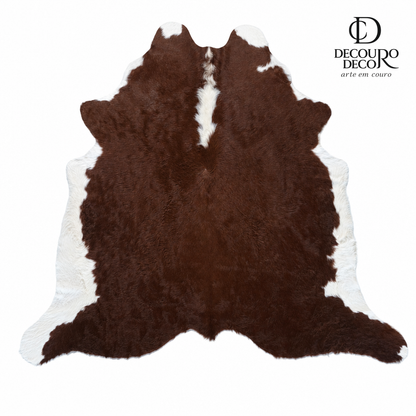 Tapete de pele de boi vermelho e branco pelo alto VB1014 1,91x2,05m em couro bovino legítimo — fundo branco