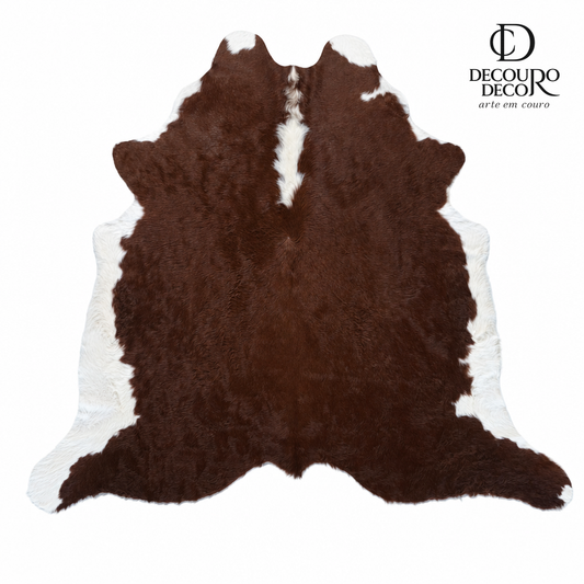 Tapete de pele de boi vermelho e branco pelo alto VB1014 1,91x2,05m em couro bovino legítimo — fundo branco