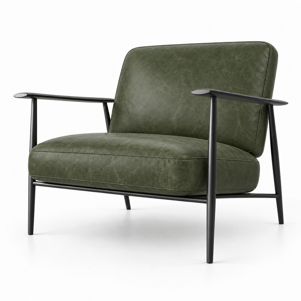 Poltrona Majestic Verde Esmeralda em Couro Naturale Premium — versão 1 Poltrona