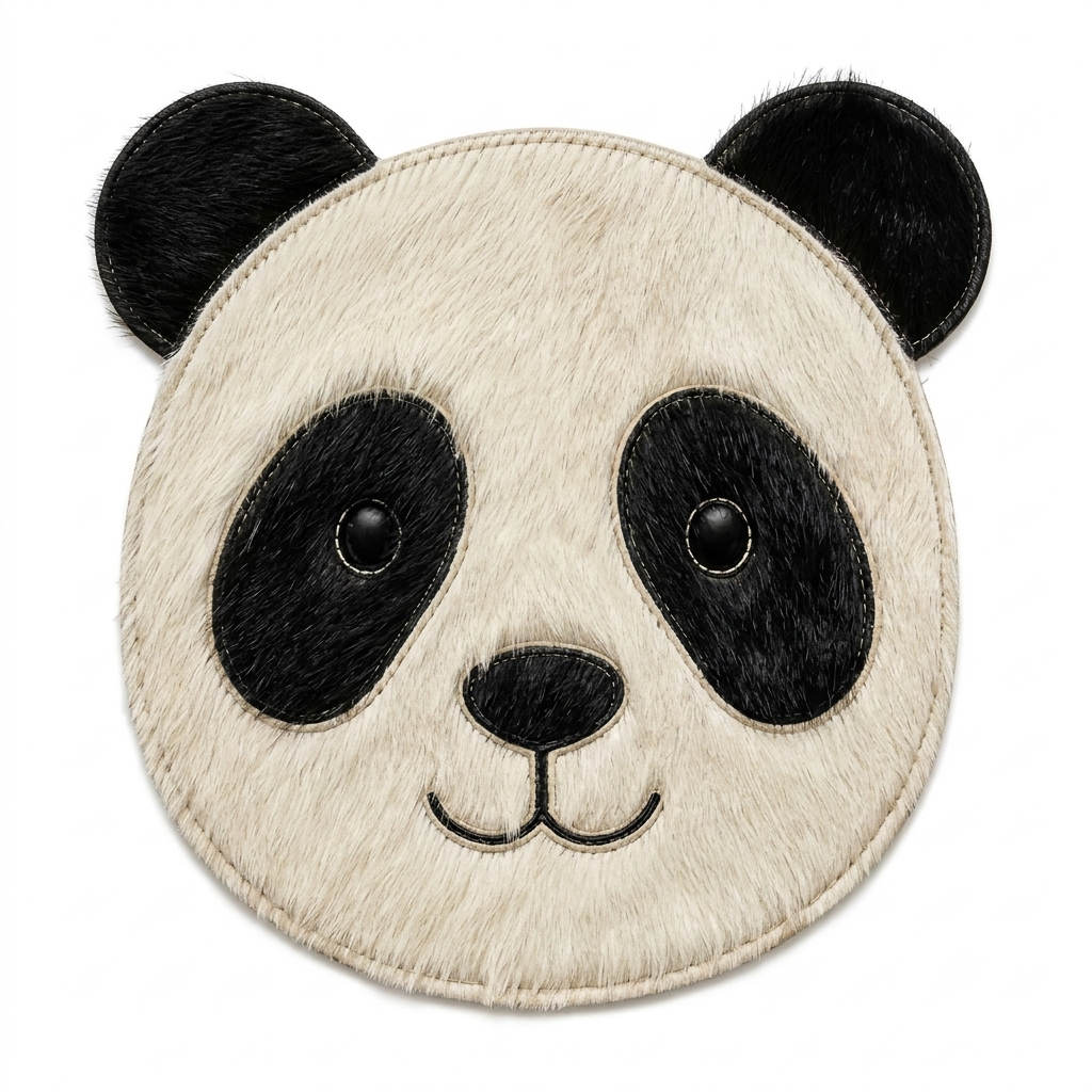 Tapete Infantil Carinha de Panda em couro – Feito à Mão