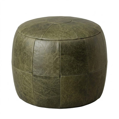 Puff Redondo Verde Esmeralda La Paz 40x40cm 100% Couro Legítimo